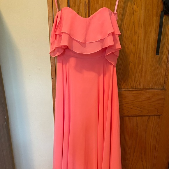 cantaloupe bridesmaid dresses Casual Spaghetti Straps Long Floral Orange Wedding Guest Dress, Orange / XL